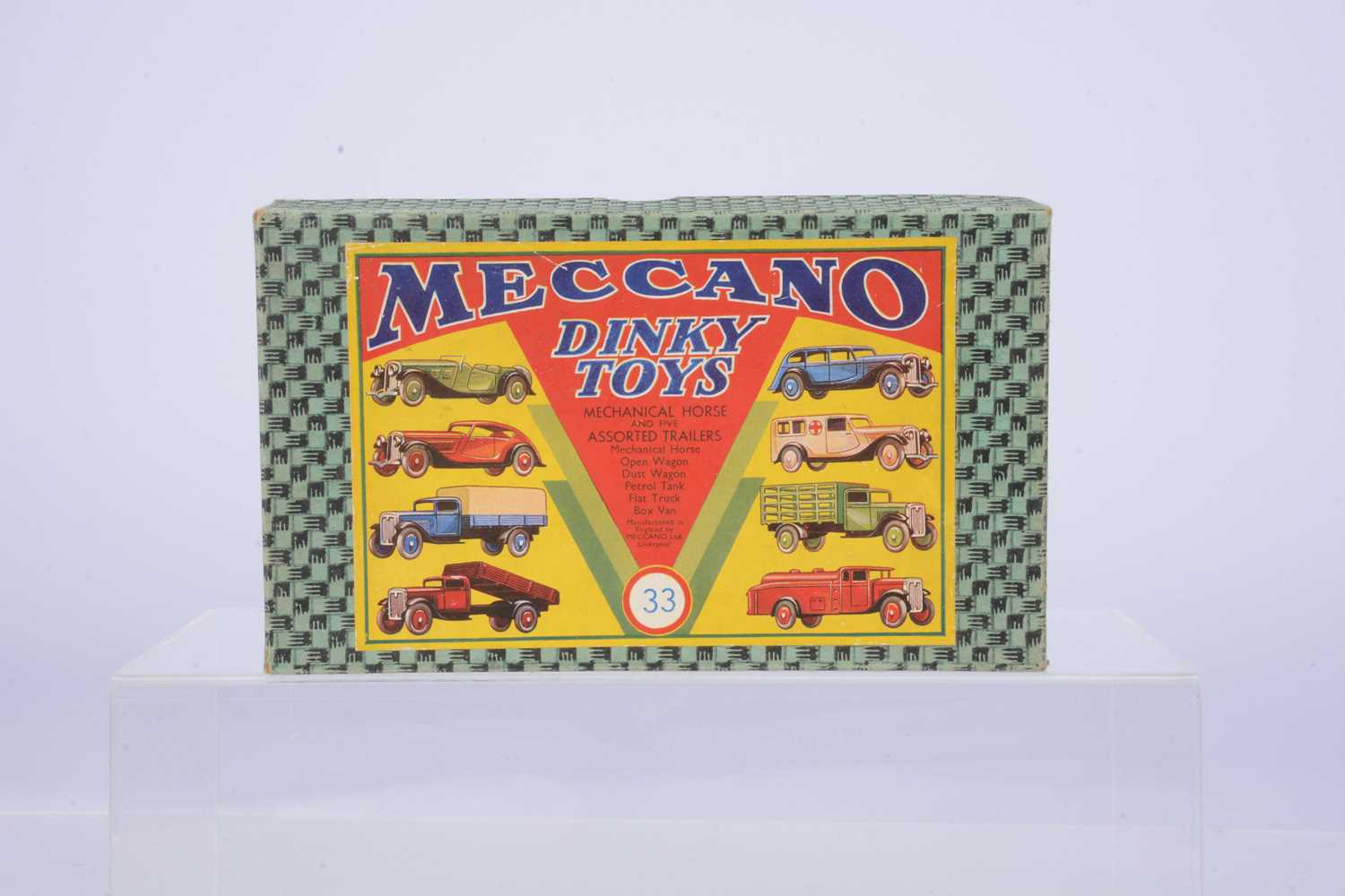 Lot 4 - A Pre-War Dinky Toys 33 Mechanical Horse & Five Assorted Trailers Empty Box
