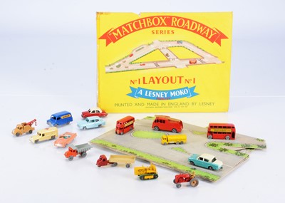 Lot 204 - Matchbox Lesney 1-75 Series Models & Roadway Layout