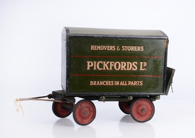 Lot 477 - A Rare Early G & J Lines (Pre Tri-ang) Wood & Pressed Steel Pickfords Removal Lorry & Trailer