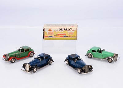 Lot 527 - Tri-ang Minic Tinplate Clockwork 18M Pre & Post-War Vauxhall Town Coupes