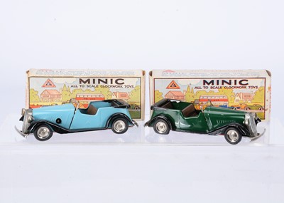 Lot 543 - Tri-ang Minic Tinplate Clockwork 17M Post-War Vauxhall Tourers