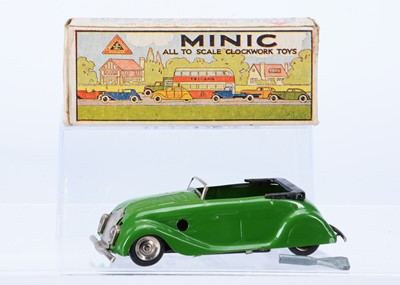 Lot 545 - A Tri-ang Minic Tinplate Clockwork 14M Post-War Streamline Sports Tourer