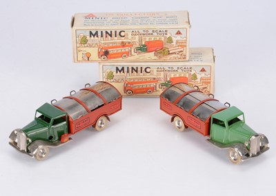 Lot 581 - Tri-ang Minic Tinplate Clockwork 32M Pre-War Dust Carts