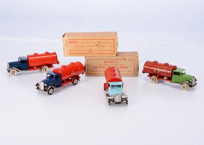 Lot 614 - Tri-ang Minic Tinplate Clockwork 15M Pre & Post-War Petrol Tankers