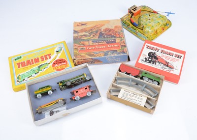Lot 690 - Tinplate & Diecast Clockwork Train Toys