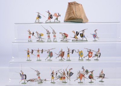 Lot 810 - Heyde 48mm size Medieval foot knights (29 inc 2 X 2-man vignettes, and rare lying wounded figures (5))