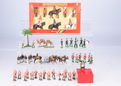 Lot 827 - White metal figures by various makers comprising Ducal 7pce marching King's Royal Rifle Corps Band