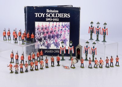 Lot 838 - Solid and Hollow-cast figures by various makers comprising Britains loose Middlesex Regiment from set 76 (15 + officer)