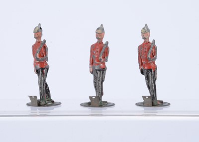 Lot 889 - Hanks very rare 54mm British line Infantry with tin bases to attach to shooting game (3)