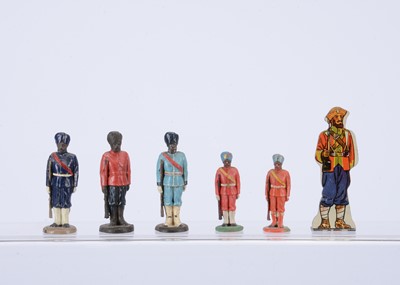 Lot 911 - Various versions of the Britains Herald Sikh at attention figure comprising Zang version, Herald version