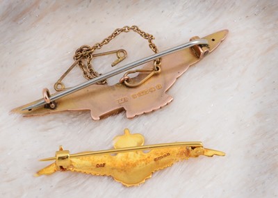 Lot 2 - Two RAF 9ct gold sweetheart brooches