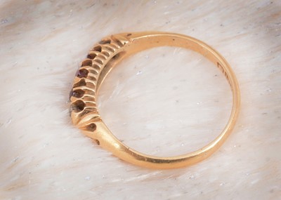 Lot 20 - A Victorian 18ct gold ruby and diamond five stone dress ring
