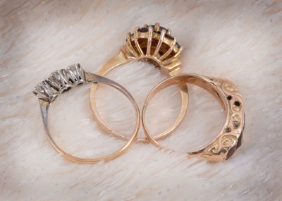 Lot 28 - A collection of 9ct gold gem set dress rings
