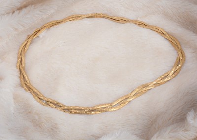 Lot 69 - A continental plaited satin textured necklace