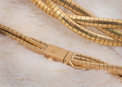 Lot 69 - A continental plaited satin textured necklace