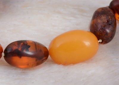 Lot 78 - A string of oval amber beads