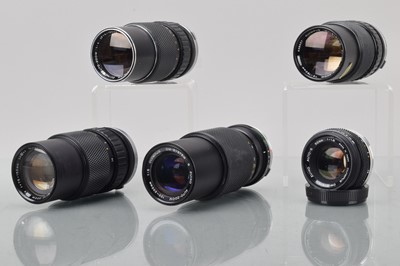 Lot 223 - Five Olympus OM Lenses