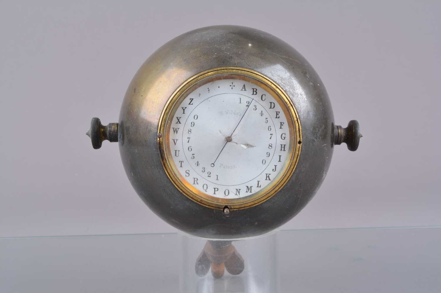 Lot 24 - A mid-19th Century anodised brass Alphanumeric Indicator from Wilde's 1861 Globe Telegraph