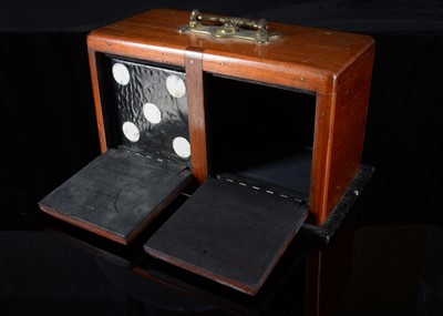 Lot 105 - An Edwardian mahogany and brass magic die box