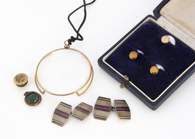 Lot 57 - A pair of silver and enamel cufflinks