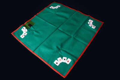 Lot 130 - A green and red baize card table cover