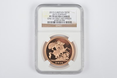 Lot 12 - An NGC graded Elizabeth II gold Quintuple gold sovereign