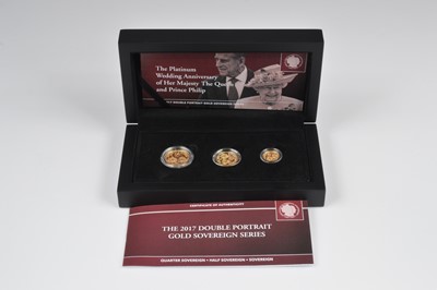 Lot 24 - An Elizabeth II Double Portrait three gold coin set