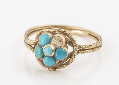 Lot 64 - A 19th century gold and turquoise ring