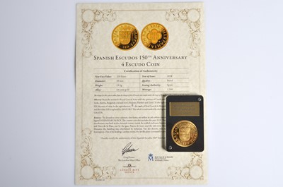Lot 53 - A modern Spanish Escudos 150th Anniversary 4 Escudo Gold Coin