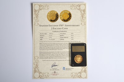 Lot 54 - A modern Spanish Escudos 150th Anniversary 2 Escudo Gold Coin