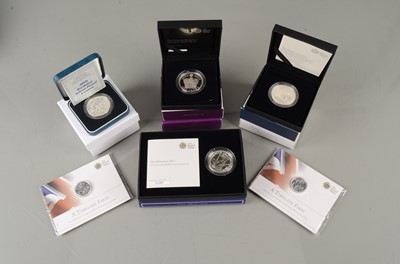 Lot 75 - A collection of six Royal Mint silver proof £5 coins