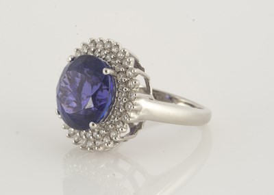 Lot 120 - A Rhapsody platinum tanzanite and diamond cluster ring
