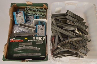 Lot 20 - Kato N gauge track and controllers (qty in 2 boxes)