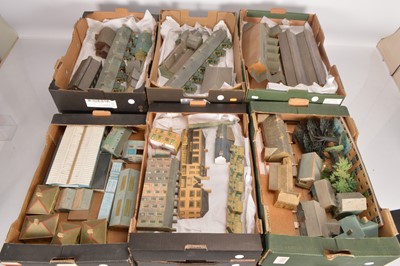 Lot 25 - Large collection of well made card TT Gauge Buildings by Bilt-eezi and other manufacturers (70+ in 12 fruit boxes)