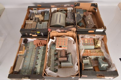 Lot 25 - Large collection of well made card TT Gauge Buildings by Bilt-eezi and other manufacturers (70+ in 12 fruit boxes)