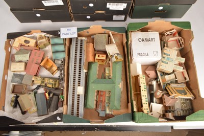 Lot 26 - Large collection TT Gauge kit and part built and complete and part made scratchbuilt card and plastic Buildings with some N Gauge items, generally poor-fair ( qty in 2 Boxes)