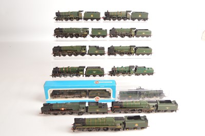 Lot 97 - Hornby and other Steam  Locomotives and Tenders all in BR green liveries 00 gauge (13)