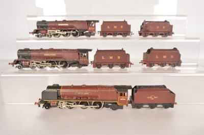 Lot 136 - Hornby-Dublo 00 Gauge 3-Rail LMS maroon Tender Locomotives and Wrenn 'City of London'  converted to 3-Rail and two spare Tenders (8 including spare Tenders 