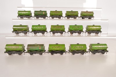 Lot 144 - Hornby-Dublo 00 Gauge 3-Rail unboxed green Power Petrol and Power Ethyl Tank Wagons (15)