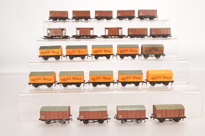 Lot 177 - Hornby-Dublo 00 Gauge 2-Rail unboxed Super Detail Gunpowder Van Saxa Salt wagons and Brake Vans (24)