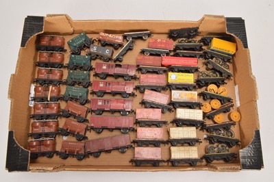 Lot 185 - Large Collection of Hornby-Dublo 00 Gauge unboxed 2-Rail wagons including Prestwin Presflo Cattle Wagons  Flat wagons with loads (49)