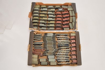 Lot 186 - Hornby-Dublo 00 Gauge 2-Rail unboxed  wagons including Bogie Well and Bolster, various Brake Vans Lowmacs and 4-wheel Bolster wagons and Cattle Trucks (105+)