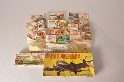 Lot 233 - Airfix bagged and boxed plastic kits with Ship Aeroplane and railway items  (13)