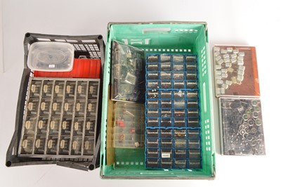 Lot 293 - Large collection of 00 gauge Locomotive and Rolling stock components many in model maker's drawers (qty in 2 boxes)