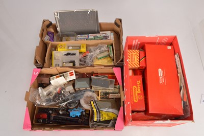 Lot 321 - Hornby boxed accessories and track with scenic and rolling stock components (qty in 3 boxes)