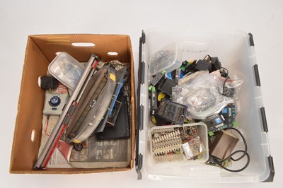 Lot 331 - Electrical and electronic accessories and components 00 gauge including a motorised turntable (qty in 2 boxes)