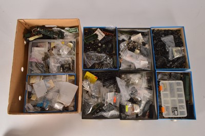 Lot 337 - Large quantity of Steam and Diesel Locomotive  motors and wheels with many rolling stock wheelsets and components  H0 and 00 gauge (qty in 2 boxes)