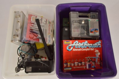 Lot 352 - Minicraft Revell and other Modellers tools and equipment (qty in 2 boxes)