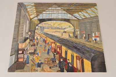 Lot 415 - A modern original unsigned oil painting  being a  copy of 'The Terminus Penzance' by Stanhope Alexander Forbes from the 1920's