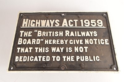 Lot 417 - Cast Iron BR Notice Highways Act 1959